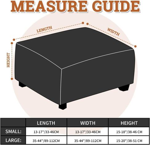 DUJUIKE Strech Square Ottoman Cover Waterproof Ottoman Slipcover Folding Storage Stool Furniture Protrctor Soft Footrst Stool Cover with Elastic Brand for Pets, Kids (Black, Square:Large) in Saudi Arabia