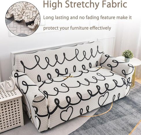 Sofa Cover for Living Room Modern Printed Washable Couch Slipcovers Stretch Furniture Protector Large Size Universal(Plaid Love,3 Seater/Large 2 Seater) in Saudi Arabia