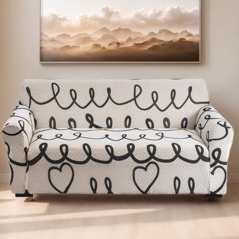 Sofa Cover for Living Room Modern Printed Washable Couch Slipcovers Stretch Furniture Protector Large Size Universal(Plaid Love,3 Seater/Large 2 Seater) in Saudi Arabia