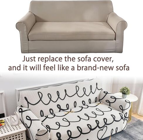 Sofa Cover for Living Room Modern Printed Washable Couch Slipcovers Stretch Furniture Protector Large Size Universal(Plaid Love,3 Seater/Large 2 Seater) in Saudi Arabia