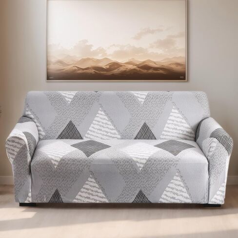Sofa Cover for Living Room Modern Printed Washable Couch Slipcovers Stretch Furniture Protector Large Size Universal(Plaid Love,3 Seater/Large 2 Seater) in Saudi Arabia