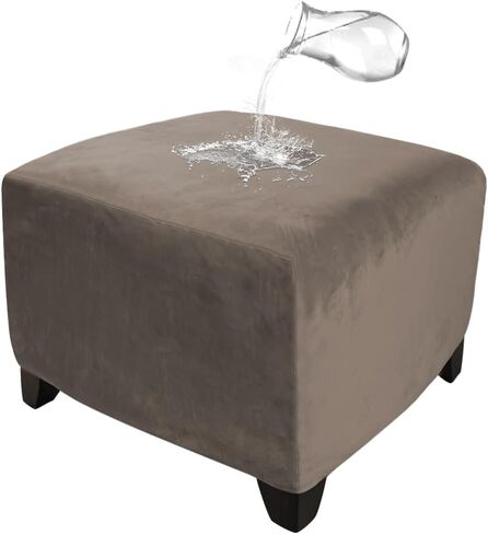 DUJUIKE غطاء مسند مربع ممتد مقاوم للماء غطاء عثماني قابل للطي للتخزين والأثاث Protrctor غطاء مقعد ناعم للقدمين مع علامة تجارية مرنة للحيوانات الأليفة والأطفال (أسود، مربع: كبير) in Kuwait