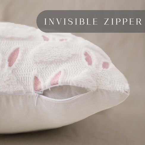 DFXSZ عيد الفصح وسادة يغطي 12x20 بوصة عيد الفصح الديكور آذان الوردي أرنب أبيض لينة أفخم فو الفراء الجاكار رمي الوسائد لغرفة النوم أريكة عطلة المهرجانات ديكور المنزل FHJ-012A12 in Kuwait