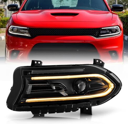 KEEKPO - For 2015-2023 Dodge Charger Halogen Switchback Signal LED DRL Projector Headlights Headlamps Pair Left+Right in Saudi Arabia