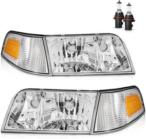 Headlights Assembly for 1998-2011 Ford Crown Victoria with Corner Lights Headlamp Replacement, High/Low Beam W/Bulbs, Driver&Passenger Side in Saudi Arabia