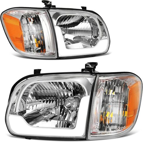 AUTOSAVER88 LED DRL Headlights Assembly Compatible with 2007-2013 Toyota Tundra / 2008-2017 Sequoia Headlamp Replacement Pair Set with Daytime Running Light Black Housing Amber Reflector in Saudi Arabia