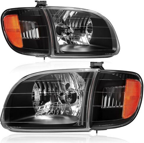 AUTOSAVER88 LED DRL Headlights Assembly Compatible with 2007-2013 Toyota Tundra / 2008-2017 Sequoia Headlamp Replacement Pair Set with Daytime Running Light Black Housing Amber Reflector in Saudi Arabia