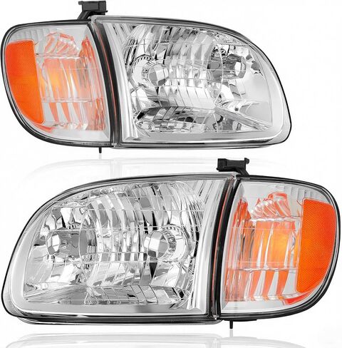 AUTOSAVER88 LED DRL Headlights Assembly Compatible with 2007-2013 Toyota Tundra / 2008-2017 Sequoia Headlamp Replacement Pair Set with Daytime Running Light Black Housing Amber Reflector in Saudi Arabia