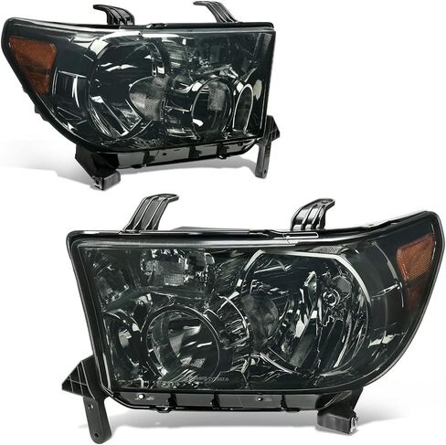 AUTOSAVER88 LED DRL Headlights Assembly Compatible with 2007-2013 Toyota Tundra / 2008-2017 Sequoia Headlamp Replacement Pair Set with Daytime Running Light Black Housing Amber Reflector in Saudi Arabia
