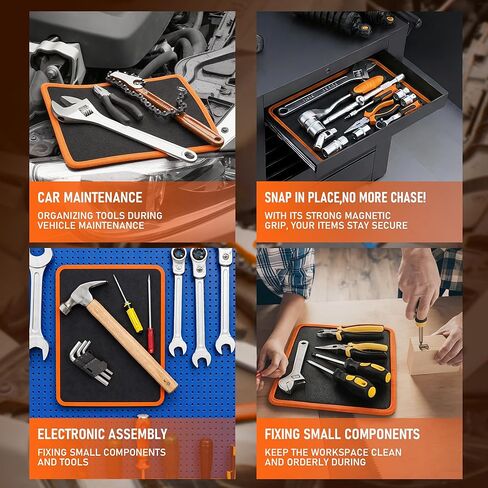 لوحة أدوات مغناطيسية 12.5 بوصة × 9.75 بوصة - 40 رطلًا حصيرة مغناطيسية مرنة شديدة التحمل للأدوات، حماية من الخدوش من مادة PVC المقاومة للزيت لمنضدة عمل السيارة، حصيرة مغناطيسية قابلة للانحناء لإصلاح السيارات والأعمال اليدوية in Kuwait