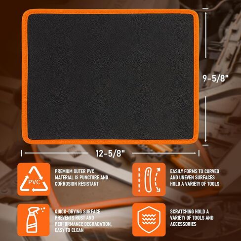 لوحة أدوات مغناطيسية 12.5 بوصة × 9.75 بوصة - 40 رطلًا حصيرة مغناطيسية مرنة شديدة التحمل للأدوات، حماية من الخدوش من مادة PVC المقاومة للزيت لمنضدة عمل السيارة، حصيرة مغناطيسية قابلة للانحناء لإصلاح السيارات والأعمال اليدوية in Kuwait