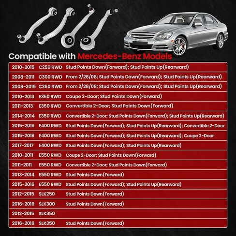 Front Lower Control Arm Kit with Ball Joint & Bushing for Mercedes-Benz C250 2010-2015, C300, C350, E350, E400, E550, SLK250, SLK300, SLK350, Set of 4 in Kuwait
