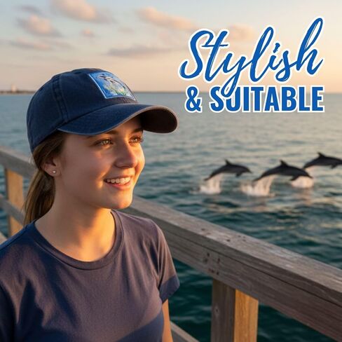 InnoBeta Dolphin Gifts Cap for Girls, Women, Men, Dolphin Lovers, Cool & Unique Adjustable Hat Gifts for Christmas Birthday Mother's Day-Blue in Saudi Arabia