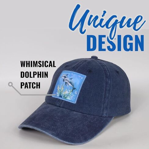 InnoBeta Dolphin Gifts Cap for Girls, Women, Men, Dolphin Lovers, Cool & Unique Adjustable Hat Gifts for Christmas Birthday Mother's Day-Blue in Saudi Arabia