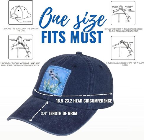 InnoBeta Dolphin Gifts Cap for Girls, Women, Men, Dolphin Lovers, Cool & Unique Adjustable Hat Gifts for Christmas Birthday Mother's Day-Blue in Saudi Arabia