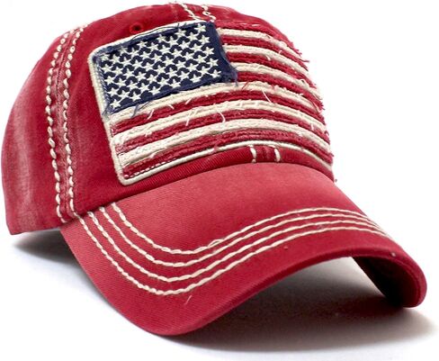 Oversized Vintage American Flag Patch Embroidery Baseball Cap (Multiple Colors) in Saudi Arabia
