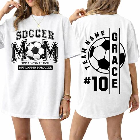 Personalized Soccer Mom Shirt, Custom Name and Number Soccer Shirts, Mothers Day for Soccers Mom, Dad, Grandma in Saudi Arabia