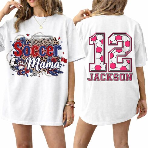 Personalized Soccer Mom Shirt, Custom Name and Number Soccer Shirts, Mothers Day for Soccers Mom, Dad, Grandma in Saudi Arabia