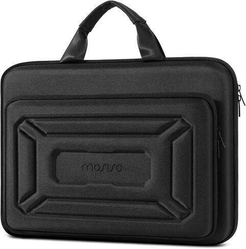 MOSISO 15.6 inch Laptop Hard Case, 15-16 inch Waterproof Shockproof Computer Bag Compatible with MacBook HP Dell Lenovo Asus, Geometric Splicing Carrying Sleeve Bag with Handle&Raised Pocket, Black in Saudi Arabia