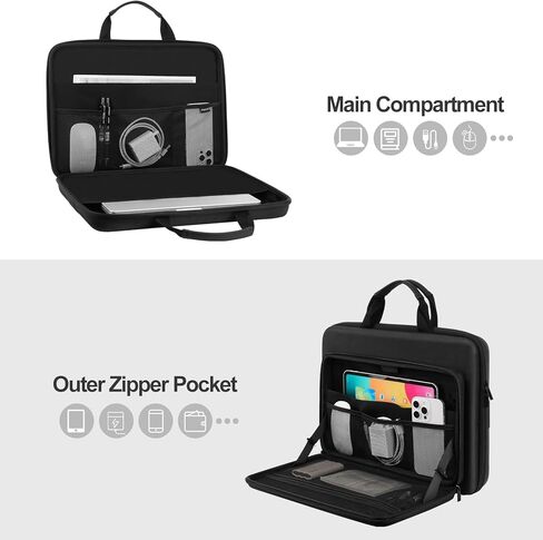 MOSISO 15.6 inch Laptop Hard Case, 15-16 inch Waterproof Shockproof Computer Bag Compatible with MacBook HP Dell Lenovo Asus, Geometric Splicing Carrying Sleeve Bag with Handle&Raised Pocket, Black in Saudi Arabia
