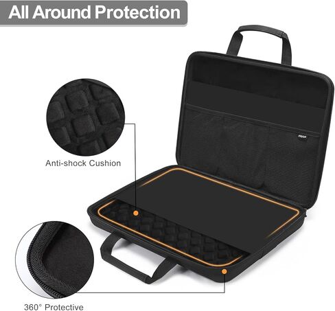 MOSISO 15.6 inch Laptop Hard Case, 15-16 inch Waterproof Shockproof Computer Bag Compatible with MacBook HP Dell Lenovo Asus, Geometric Splicing Carrying Sleeve Bag with Handle&Raised Pocket, Black in Saudi Arabia