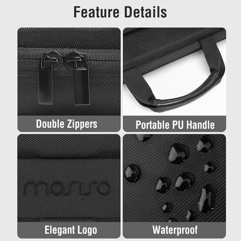 MOSISO 15.6 inch Laptop Hard Case, 15-16 inch Waterproof Shockproof Computer Bag Compatible with MacBook HP Dell Lenovo Asus, Geometric Splicing Carrying Sleeve Bag with Handle&Raised Pocket, Black in Saudi Arabia