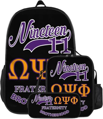 Fraternity Paraphernalia Gift Bags 17" Laptop Backpack with Insulated Lunch Bag Utility Pouch Durable 600D Oxford Daypack (Purple, One Size) in Saudi Arabia