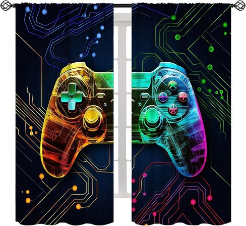 لعبة الستار الحديثة لعبة فيديو لعبة تحكم أضواء النيون الحديثة لوحة الدوائر الهندسية معالجة نافذة للأطفال بنين بنات المراهقين غرفة نوم غرفة المعيشة نافذة العلاجات 42x45 بوصة in Kuwait