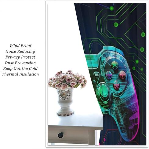 لعبة الستار الحديثة لعبة فيديو لعبة تحكم أضواء النيون الحديثة لوحة الدوائر الهندسية معالجة نافذة للأطفال بنين بنات المراهقين غرفة نوم غرفة المعيشة نافذة العلاجات 42x45 بوصة in Kuwait