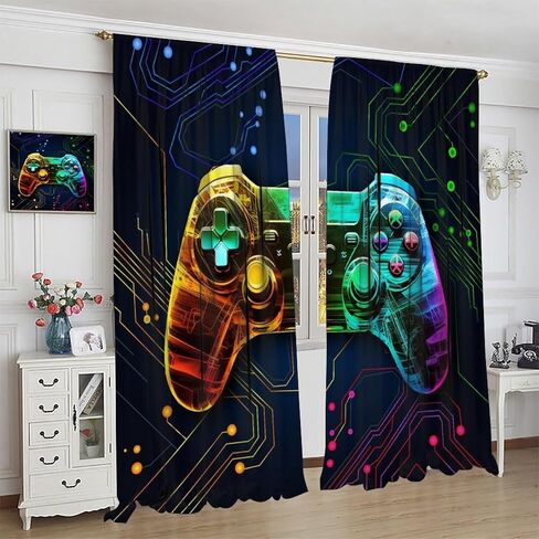 لعبة الستار الحديثة لعبة فيديو لعبة تحكم أضواء النيون الحديثة لوحة الدوائر الهندسية معالجة نافذة للأطفال بنين بنات المراهقين غرفة نوم غرفة المعيشة نافذة العلاجات 42x45 بوصة in Kuwait