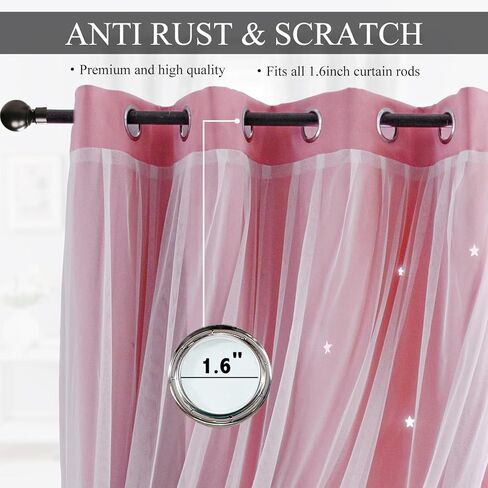 Dreamy Star Cutout Blackout Curtains with White Sheer,Double Layer Curtains for Girls Bedroom, Hollow Out Drapes for Nursery (2 Panel,52Wx63L,Pink) in Saudi Arabia