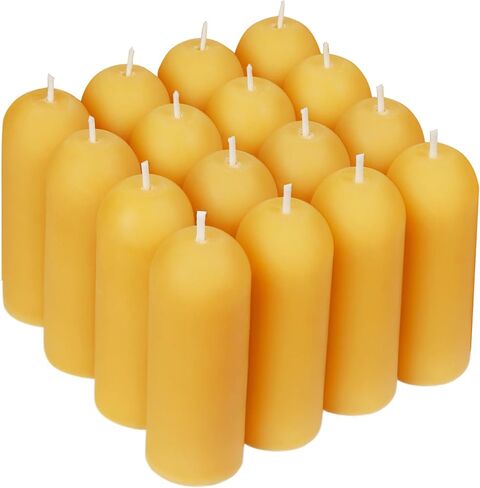 Natural Beeswax Emergency Candles, Long Lasting Burning for Outdoor,Indoor, Emergency, Power Outages - Pack of 15 - Yellow Thin Bees Wax Pillar Candle in Saudi Arabia
