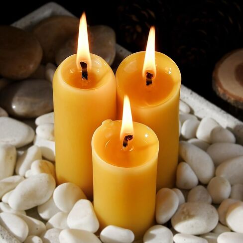Natural Beeswax Emergency Candles, Long Lasting Burning for Outdoor,Indoor, Emergency, Power Outages - Pack of 15 - Yellow Thin Bees Wax Pillar Candle in Saudi Arabia