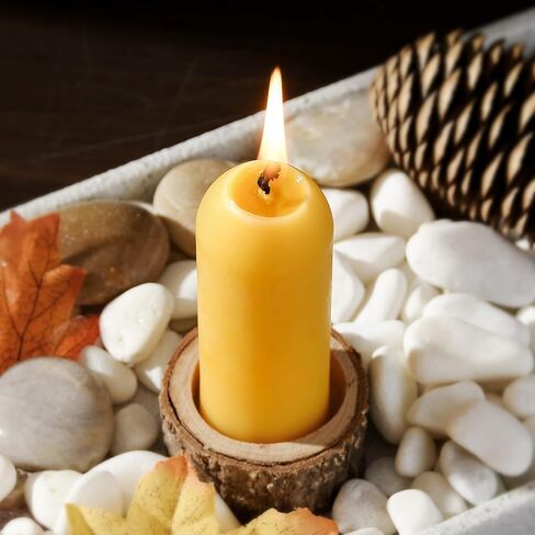 Natural Beeswax Emergency Candles, Long Lasting Burning for Outdoor,Indoor, Emergency, Power Outages - Pack of 15 - Yellow Thin Bees Wax Pillar Candle in Saudi Arabia