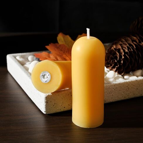 Natural Beeswax Emergency Candles, Long Lasting Burning for Outdoor,Indoor, Emergency, Power Outages - Pack of 15 - Yellow Thin Bees Wax Pillar Candle in Saudi Arabia