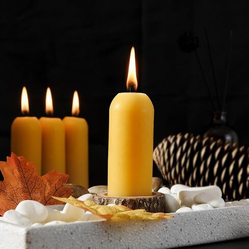 Natural Beeswax Emergency Candles, Long Lasting Burning for Outdoor,Indoor, Emergency, Power Outages - Pack of 15 - Yellow Thin Bees Wax Pillar Candle in Saudi Arabia