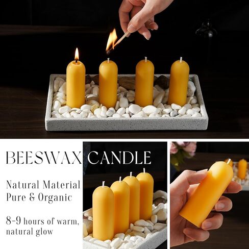 Natural Beeswax Emergency Candles, Long Lasting Burning for Outdoor,Indoor, Emergency, Power Outages - Pack of 15 - Yellow Thin Bees Wax Pillar Candle in Saudi Arabia