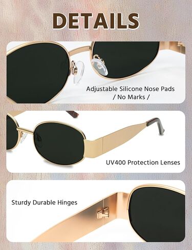 Retro Oval Sunglasses for Women - Gold Sunglasses for Women, Fashion Trendy Shades UV400 Protection in Saudi Arabia