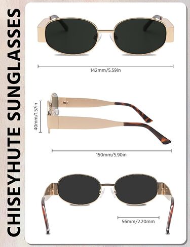 Retro Oval Sunglasses for Women - Gold Sunglasses for Women, Fashion Trendy Shades UV400 Protection in Saudi Arabia