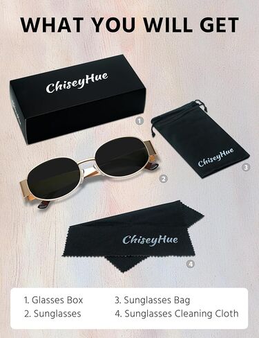 Retro Oval Sunglasses for Women - Gold Sunglasses for Women, Fashion Trendy Shades UV400 Protection in Saudi Arabia