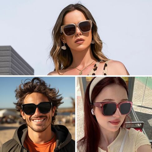 نظارات شمسية HAOLOTA GreenGrey+PurpleGrey مستقطبة تناسب أكثر من النظارات الشمسية للنساء والرجال، التفاف مربع عصري حول ظلال حماية من الأشعة فوق البنفسجية in Kuwait