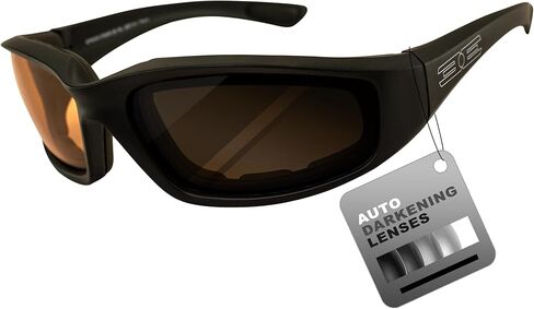 Epoch Eyewear Auto-Darkening Foam Padded Motorcycle Sunglasses Black Frames Amber to Smoke Photochromic Lens in Saudi Arabia