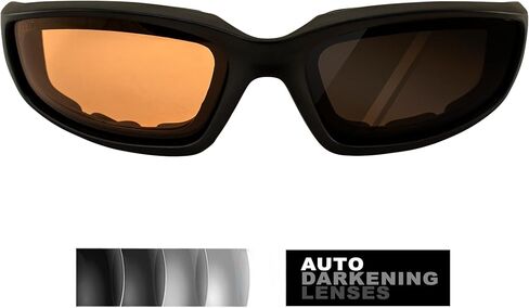 Epoch Eyewear Auto-Darkening Foam Padded Motorcycle Sunglasses Black Frames Amber to Smoke Photochromic Lens in Saudi Arabia