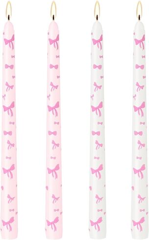 شموع مستدقة مطبوعة باللون العاجي مقاس 0.87 × 10 بوصة، عبوتان من الشمعدانات الطويلة غير المعطرة والدخان، 6 ساعات مشتعلة لديكور المنزل وحفلات الزفاف والعشاء in Kuwait