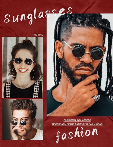 Round Polarized Sunglasses for Men Women Retro Metal Hippie Circle 2 pack Sun Glasses in Saudi Arabia