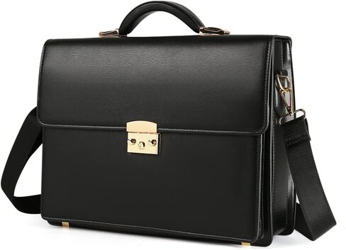 Briefcases for Men Business Mens Leather Briefcase Locking Black Laptop Messenger Bag Lawyer Hard Case in Kuwait