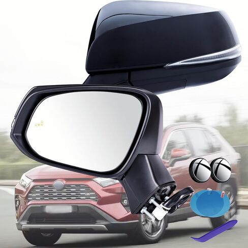 EAP Driver Side Mirror Compatible with Toyota RAV4 2019–2025, Power Adjustment, With Heat, With Turn Signal, With Blind Spot, Without Puddle & Camera, Super White in Saudi Arabia