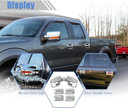 AUCERAMIC Chrome Plated Full Mirror Covers Caps and Door Handle Cover Fit 2009-2014 for Ford F-150 (Stick-on Overlay) in Saudi Arabia