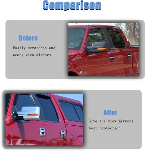AUCERAMIC Chrome Plated Full Mirror Covers Caps and Door Handle Cover Fit 2009-2014 for Ford F-150 (Stick-on Overlay) in Saudi Arabia