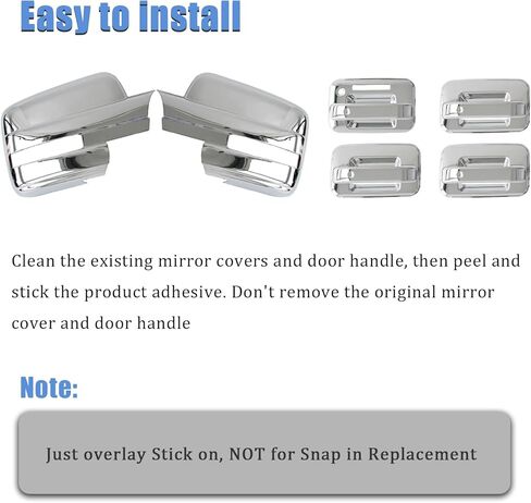 AUCERAMIC Chrome Plated Full Mirror Covers Caps and Door Handle Cover Fit 2009-2014 for Ford F-150 (Stick-on Overlay) in Saudi Arabia